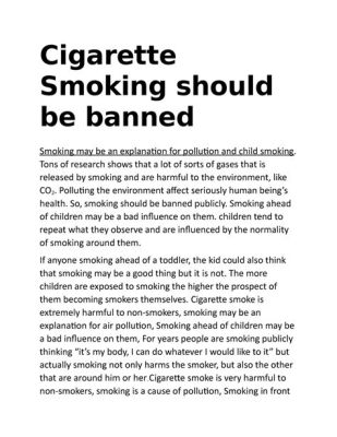 Why Smoking Should Not Be Banned Essay: A Discussion on the Unpredictable Nature of Freedom